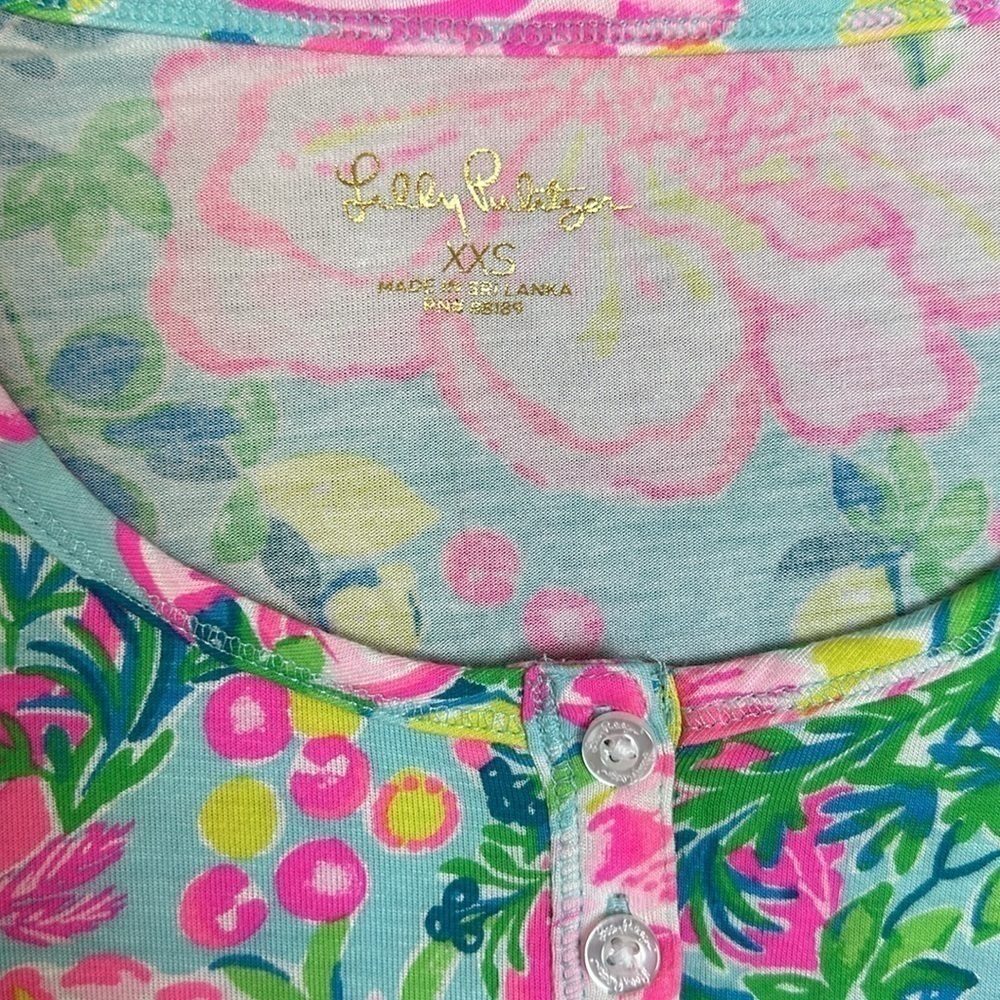 ❤️ Lilly Pulitzer Henley Pajama Top Fruity Flamingo Colorful Tropical 010496 - Picture 7 of 12
